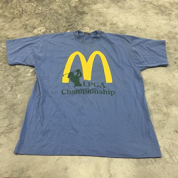 VINTAGE McDonalds LPGA Championship Golf Shirt Adult XL Always Coca Cola Blue - Picture 1 of 8
